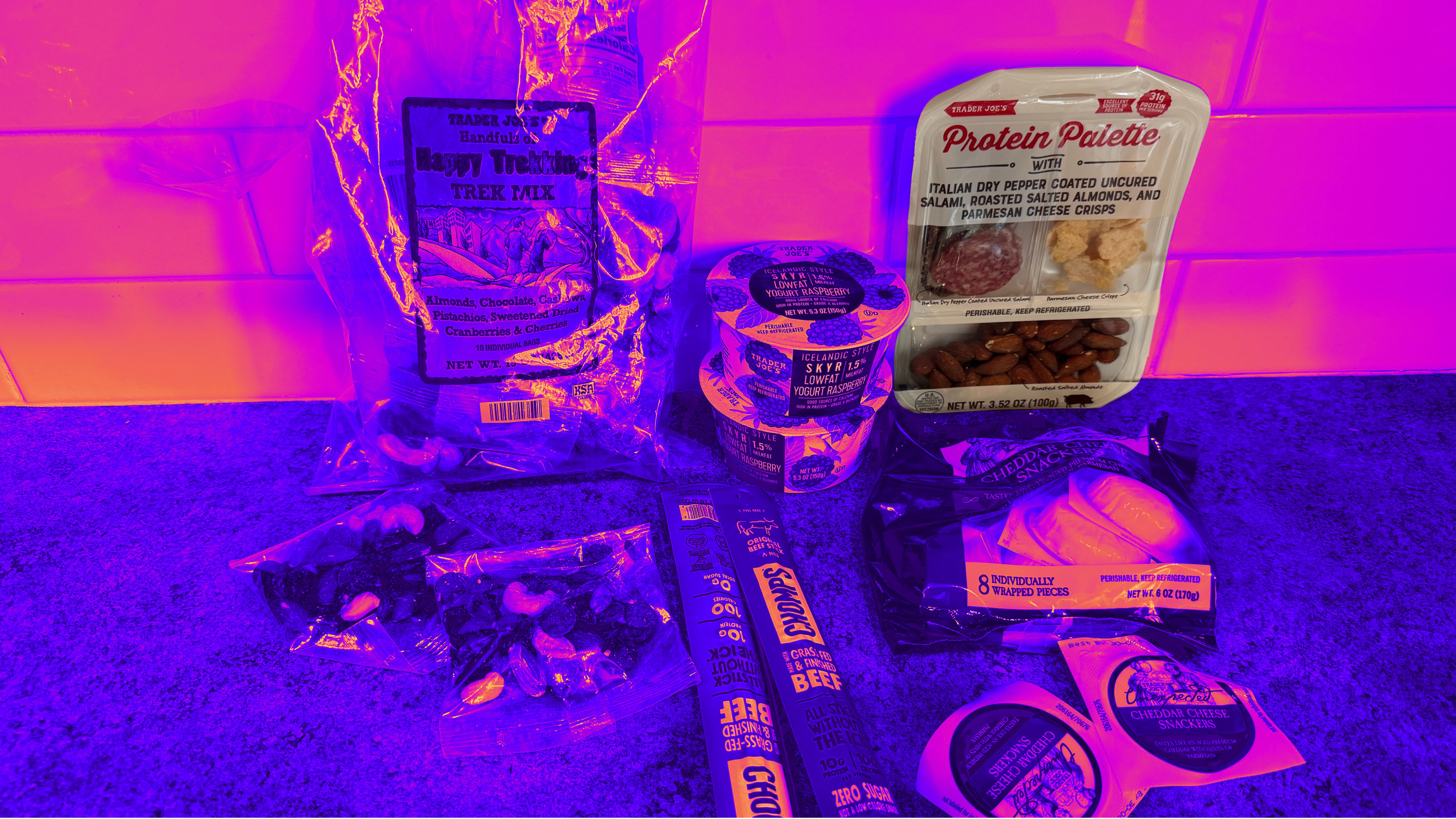 Selection of Trader Joe&amp;rsquo;s snacks on a counter top