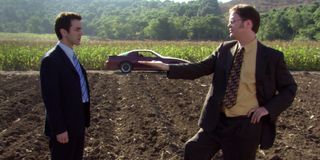 B.J. Novak as Ryan Howard and Rainn Wilson as Dwight Schrute in The Office