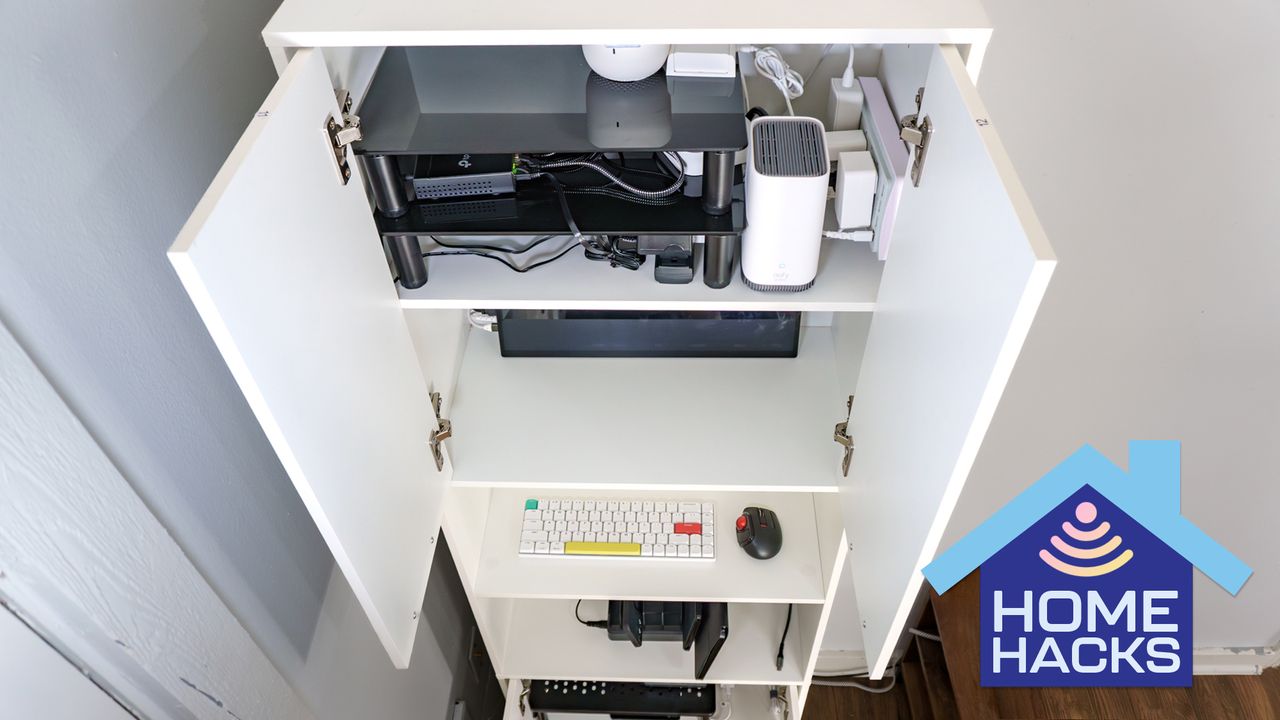 I turned a bookshelf into a hidden home lab and it completely decluttered my office