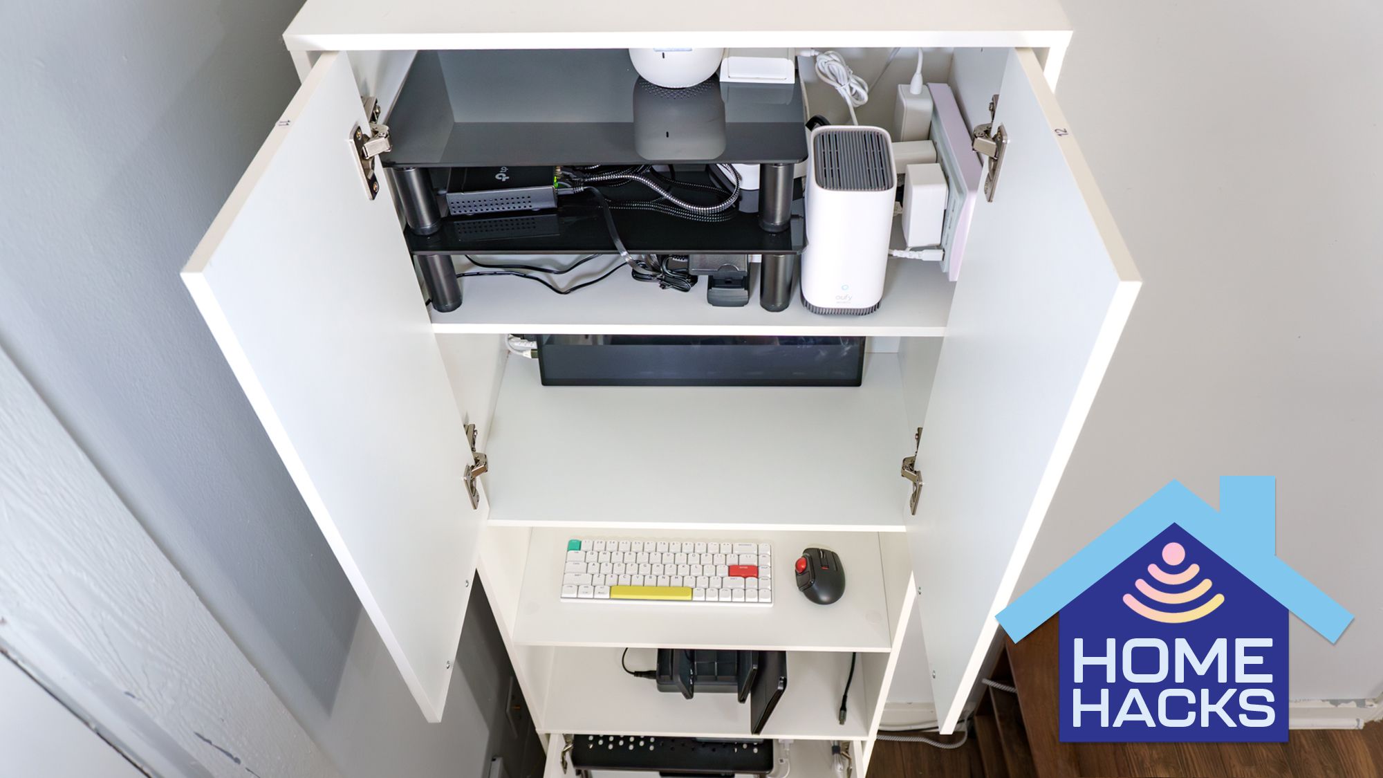 I turned a bookshelf into a hidden home lab and it completely decluttered my office