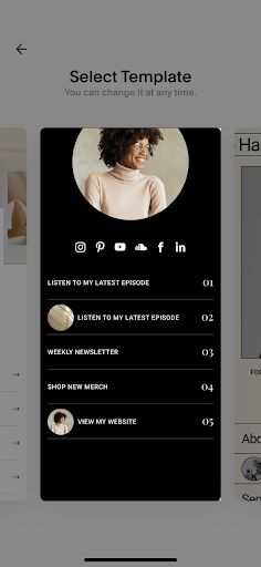 screenshot of Squarespace unfold