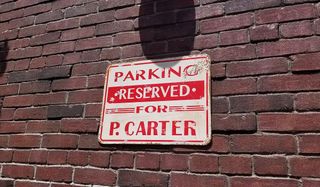 Parking Reserved for P. Carter sign in Avengers Campus