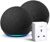 Echo Dot (4th generation), 2-pack + TP-Link Tapo P100 Smart Plug: £119.97