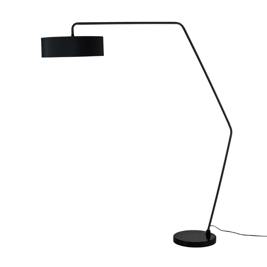 A black floor lamp