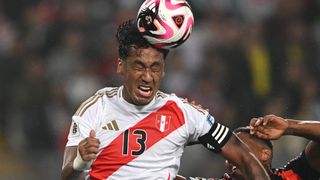 Peru's midfielder Renato Tapia (L) and Colombia's defender Yerry Mina fight for the ball during the 2026 FIFA World Cup South American qualifiers ahead of the Peru vs Chile live stream