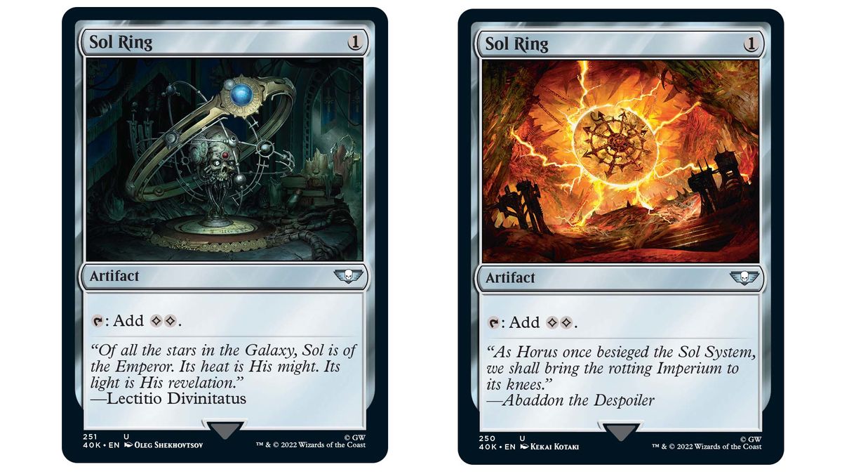 Universes Beyond - Warhammer 40,000 two Artifact cards for the Imperium and Chaos