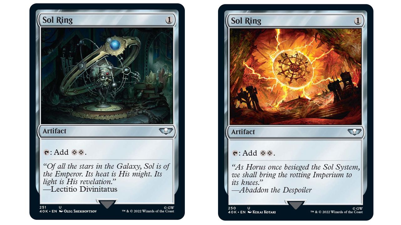 Universes Beyond - Warhammer 40,000 two Artifact cards for the Imperium and Chaos