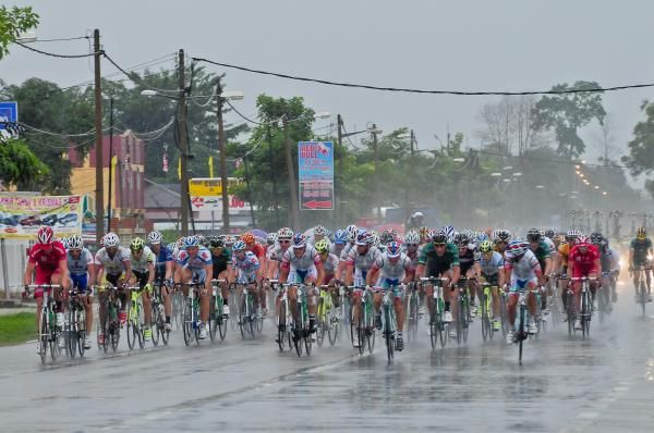 Robert Forster (UnitedHealthcare Pro Cycling) on the way to winning a wet sprint