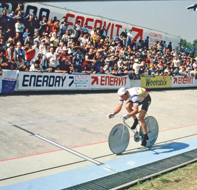 Francesco Moser during his 51.151km Hour Record ride