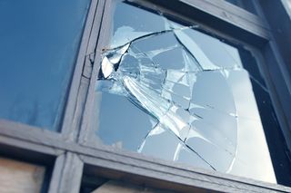 A broken window pane