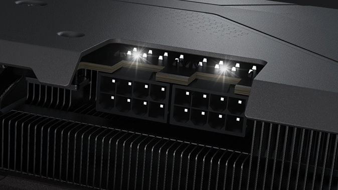 The power indicator on the GIGABYTE Radeon RX 9070 GRE