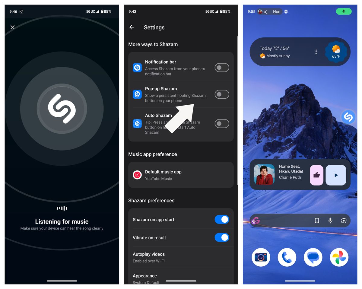 Turning on Auto Shazam
