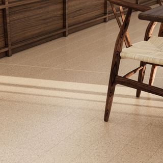 pale cork flooring with dining chair legs