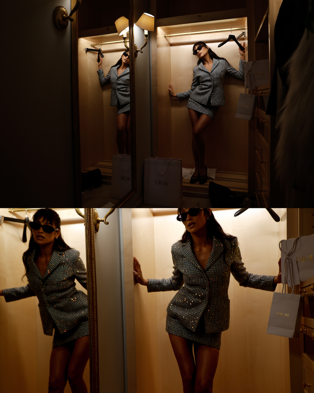 Shay Mitchell gets ready for her appearance at the Dior Fall 2026 fashion show