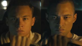 Finn Cole and Vinnie Bennett pictured side by side behind the wheel in F9.