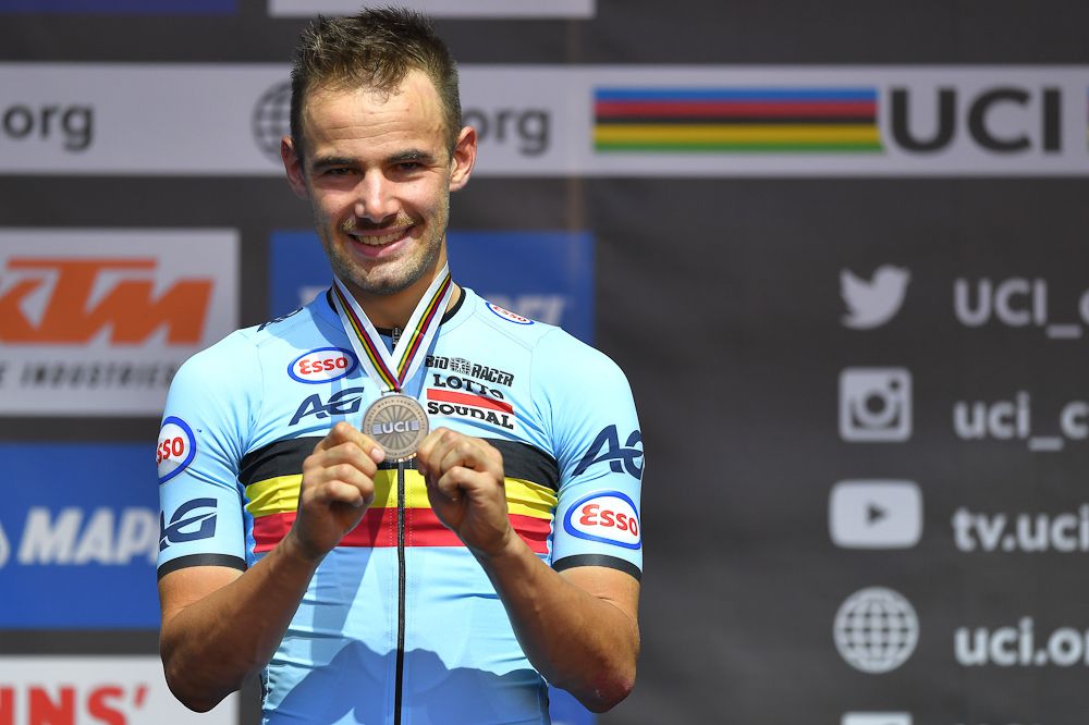 Victor Campenaerts with the bronze from the 2018 UCI Road World championships time trial