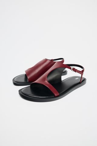 Asymmetric Flat Leather Sandals