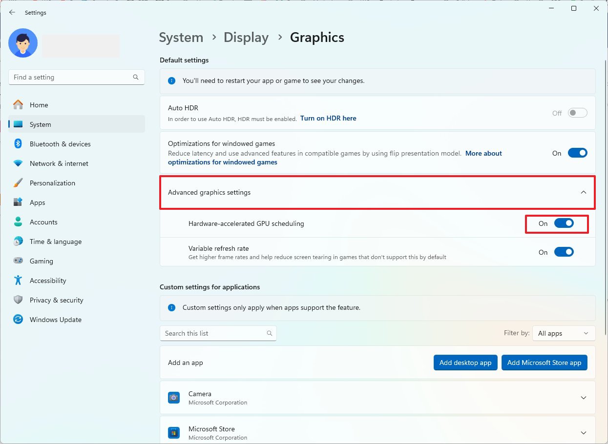 Enable Hardware-accelerated GPU scheduling