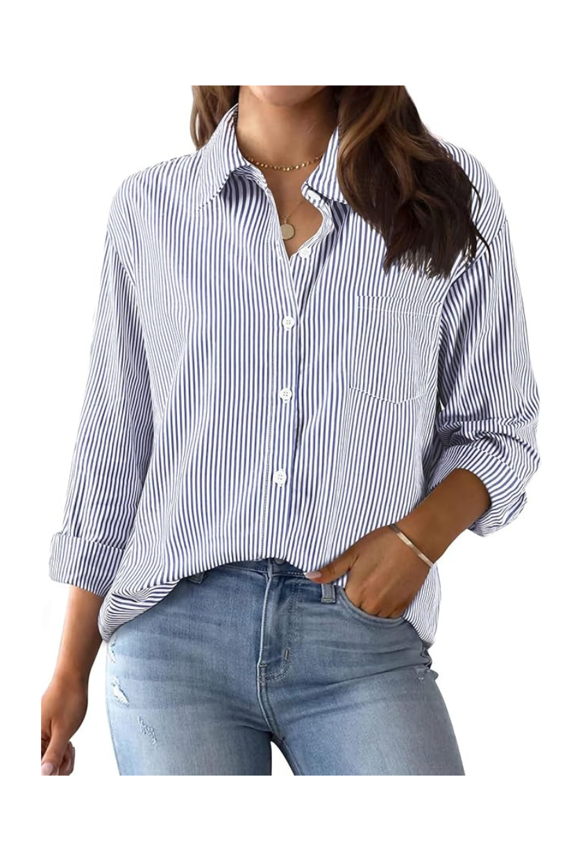 Xnova, Striped Button Down Shirt Collared