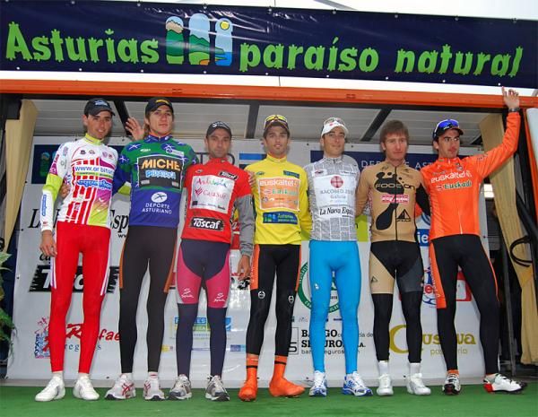 The jersey holders of the Vuelta Asturias peloton after stage 3b.