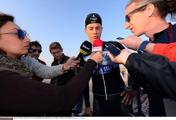 Niki Terpstra talks to the media
