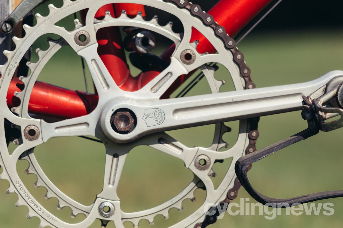 Close up of a campagnolo vintage chainset