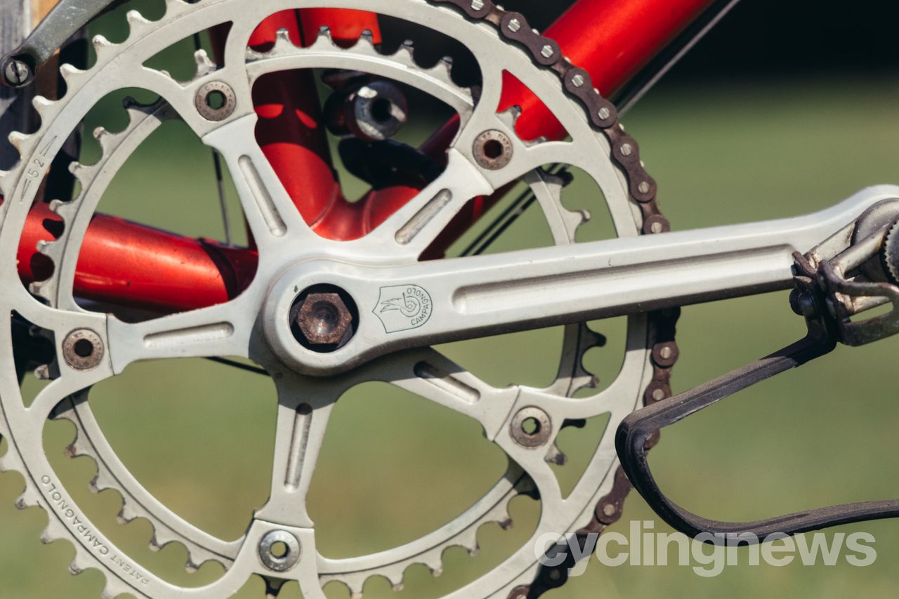 Close up of a campagnolo vintage chainset