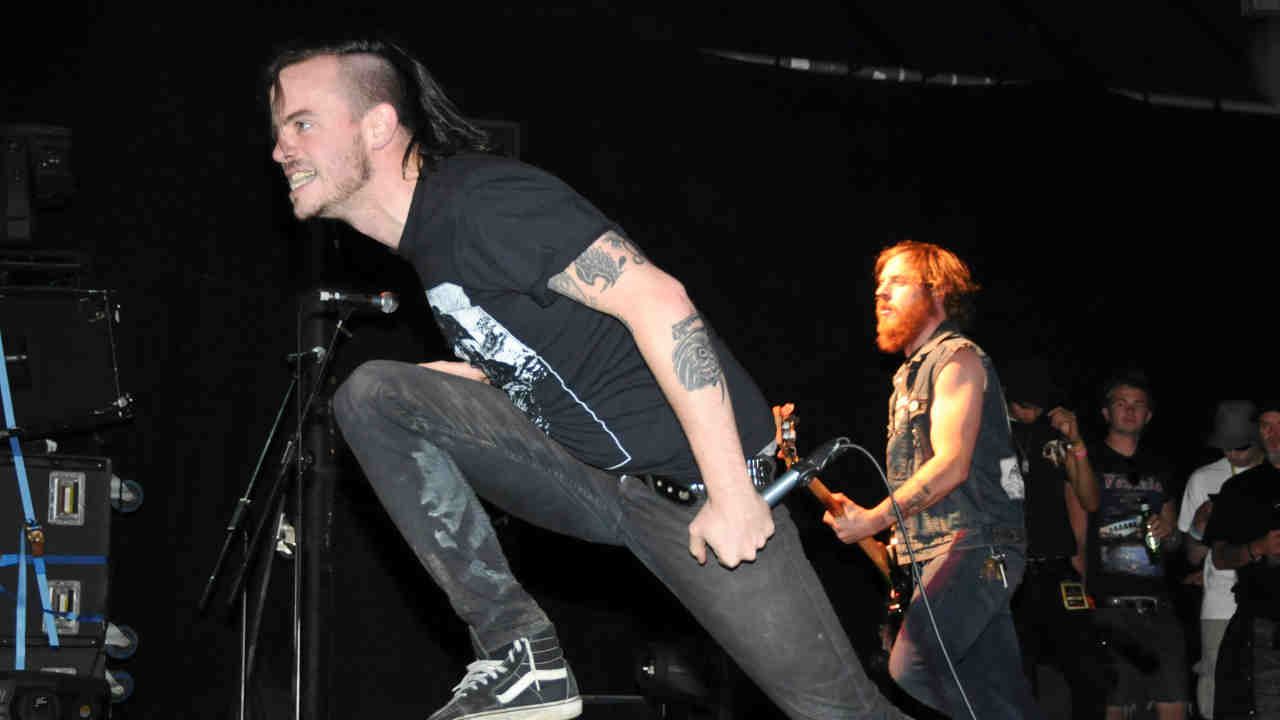 Cancer Bats performing onstage in 2008