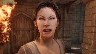 A woman scowls at the camera.