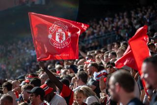 Manchester United fans watch from the stands during the 2024 FA Cup final against Manchester City at Wembley in May 2024.