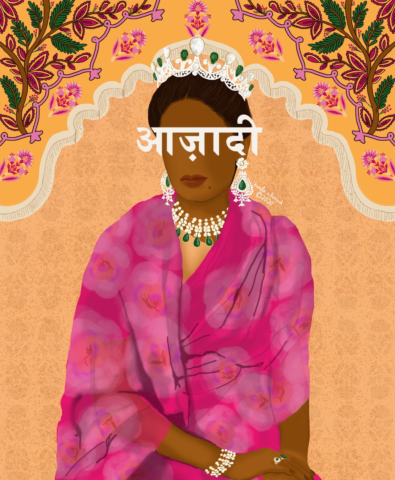 Woman with word on her face image