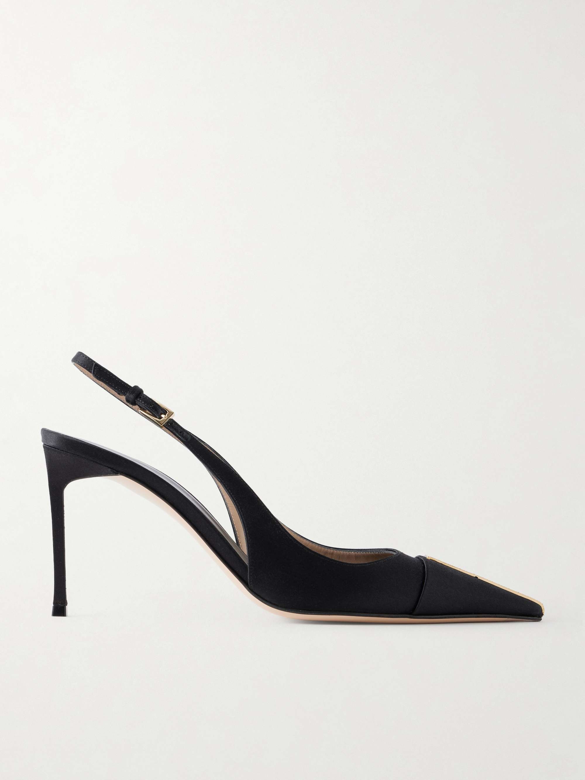 85 Crystal-Embellished Satin Slingback Pumps