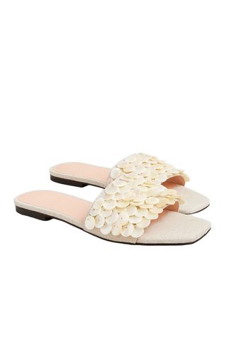 J.Crew Capri Slide Sandals With Mother-Of-Pearl Paillettes on white background