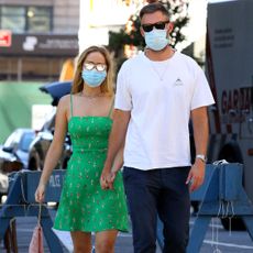 new york city, ny september 5 jennifer lawrence and husband cooke maroney walk wearing masks on september 5, 2020 in new york city, new york photo by lrnyc megagc images