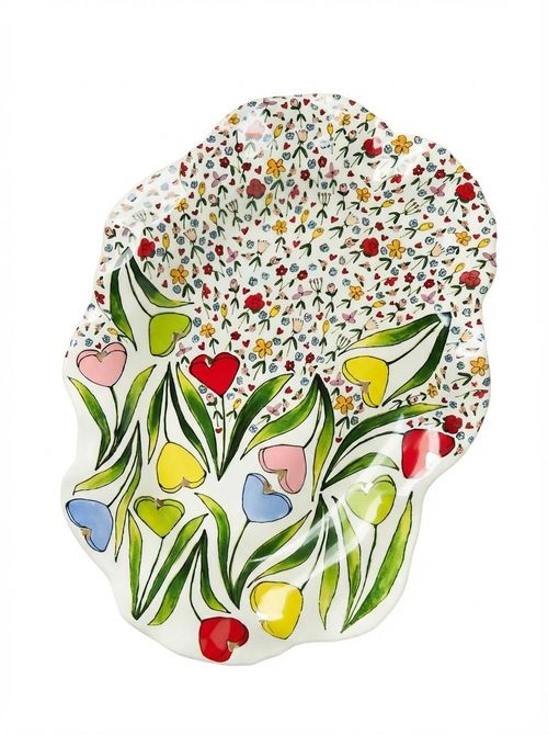 The Mud Fairy Blooming Hearts Stoneware Platter