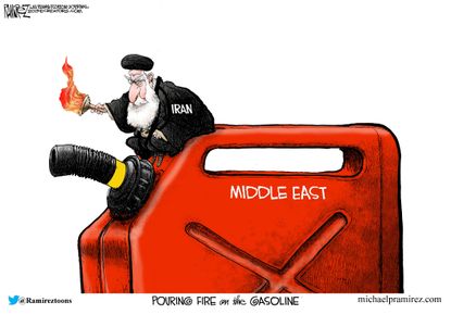 Political Cartoon World Iran Saudi Arabia drone attack oil