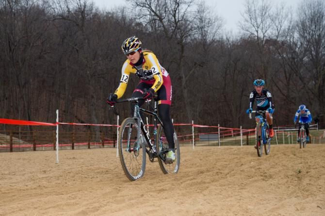 Meridith Miller leads riders through the sand pit
