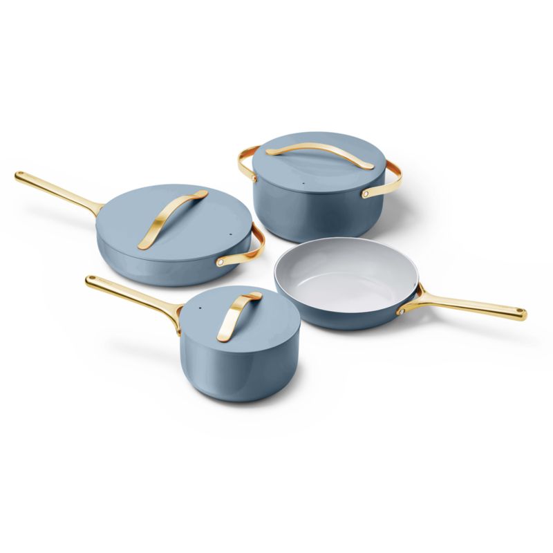 Caraway &amp;reg; Blue Lagoon Ceramic Non-Stick 12-Piece Cookware Set With Gold Hardware