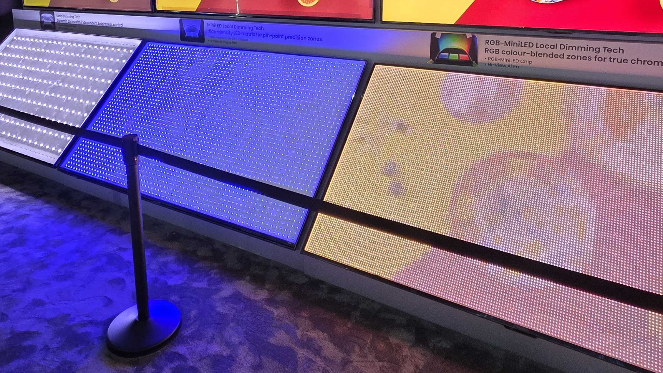 Hisense RGB LED backlight comparison to Mini LED and LED