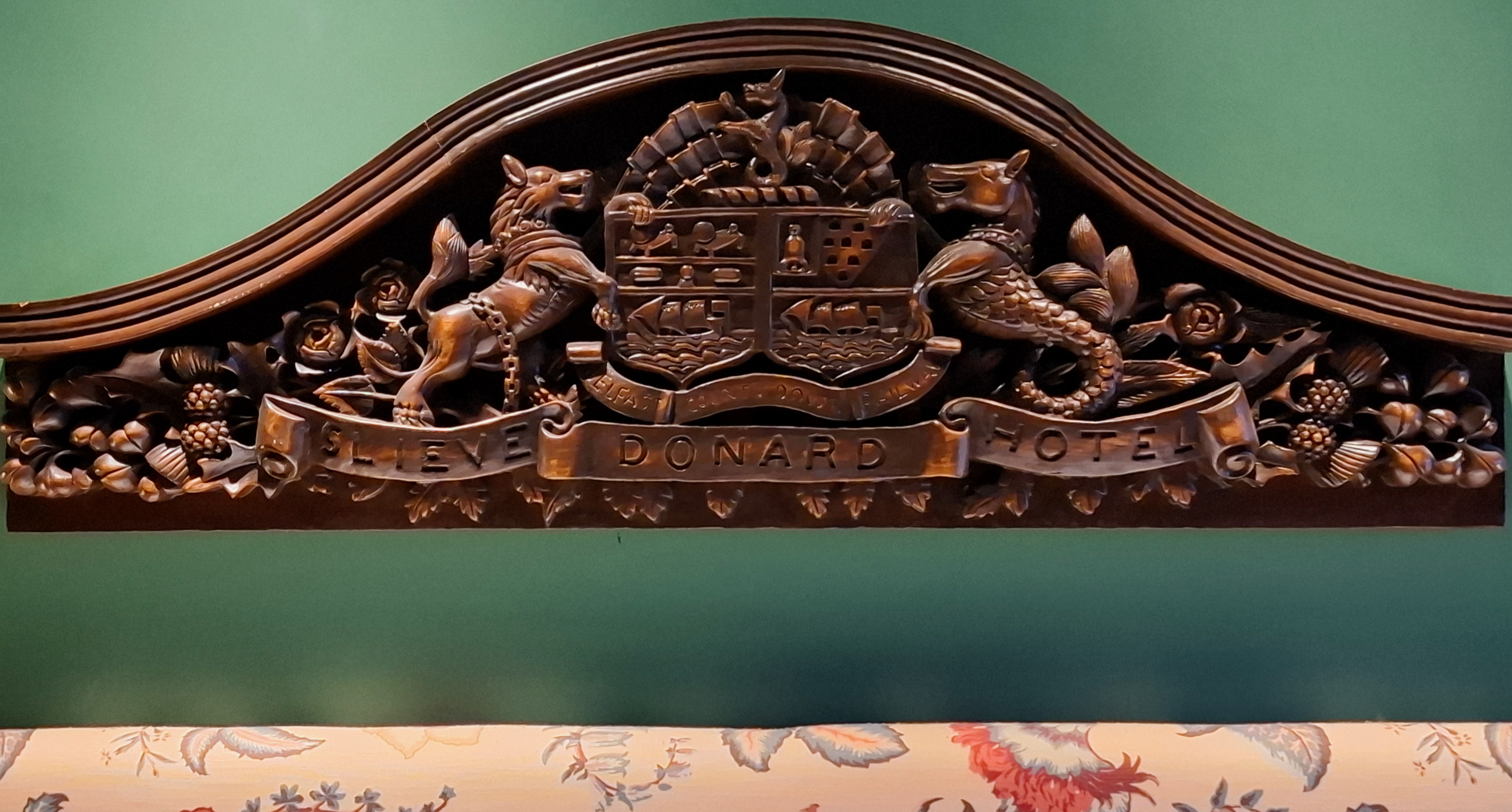 Ornate woodwork at Slieve Donard Hotel
