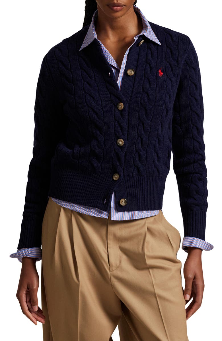 Cable Knit Wool &amp;amp; Cashmere Cardigan