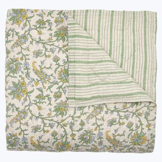 green floral quilt