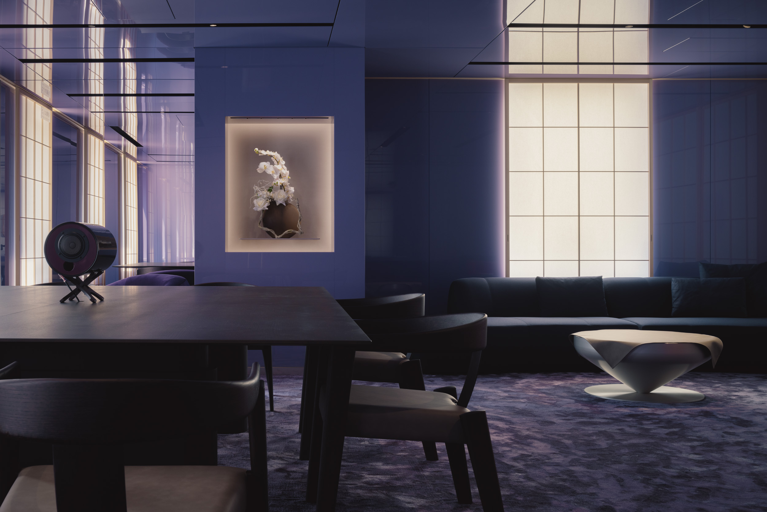 Matsuya Ginza lounge interior, minimalist with modern art deco influences