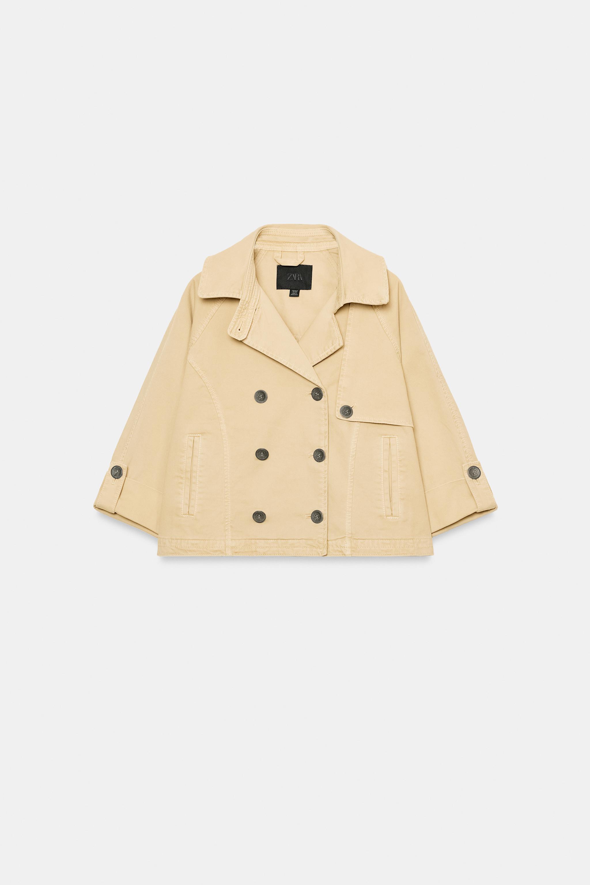 Washed Effect Short Trench Coat