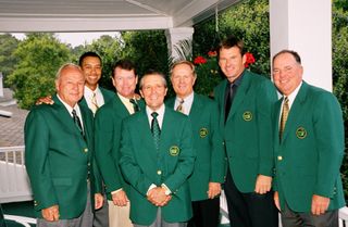 Tiger Woods, Nick Faldo and Jack Nicklaus pictured here among former Masters champions