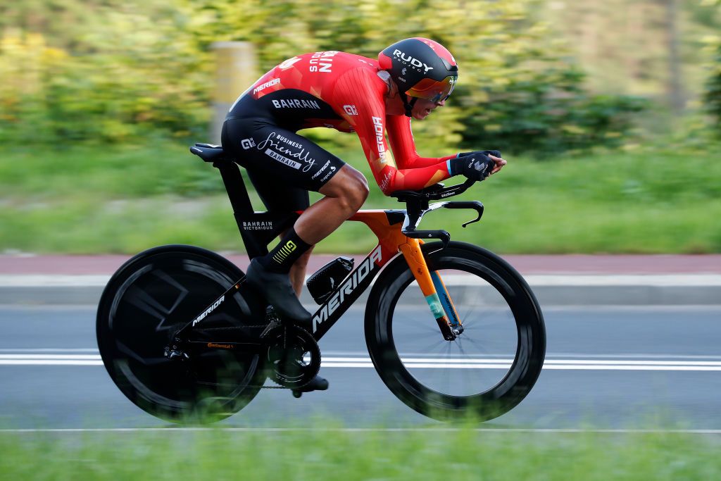 KATOWICE POLAND AUGUST 14 Dylan Teuns of Belgium and Team Bahrain Victorious competes during the 78th Tour de Pologne 2021 Stage 6 a 19km Individual Time Trial stage from Katowice to Katowice TourdePologne TDP2021 UCIWT on August 14 2021 in Katowice Poland Photo by Bas CzerwinskiGetty Images