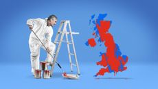 Keir Starmer painting a map of the UK red