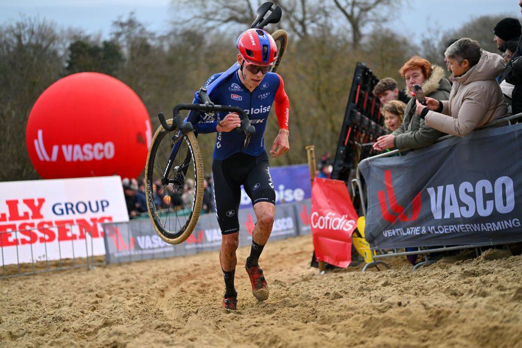 KOKSIJDE BELGIUM JANUARY 04 Pim Ronhaar of The Netherlands and Team BaloiseTrek Lions competes during the 17th X2O Trofee Cyclocross Vlaamse Duinencross Koksijde 2024 Mens Elite on January 04 2024 in Koksijde Belgium Photo by Luc ClaessenGetty Images