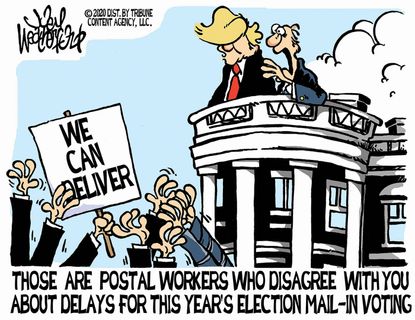 Political Cartoon U.S. 2020 Election Trump Postal Service