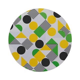 Habitat Geometric Patterned Round Placemat in black, white, green and yellow